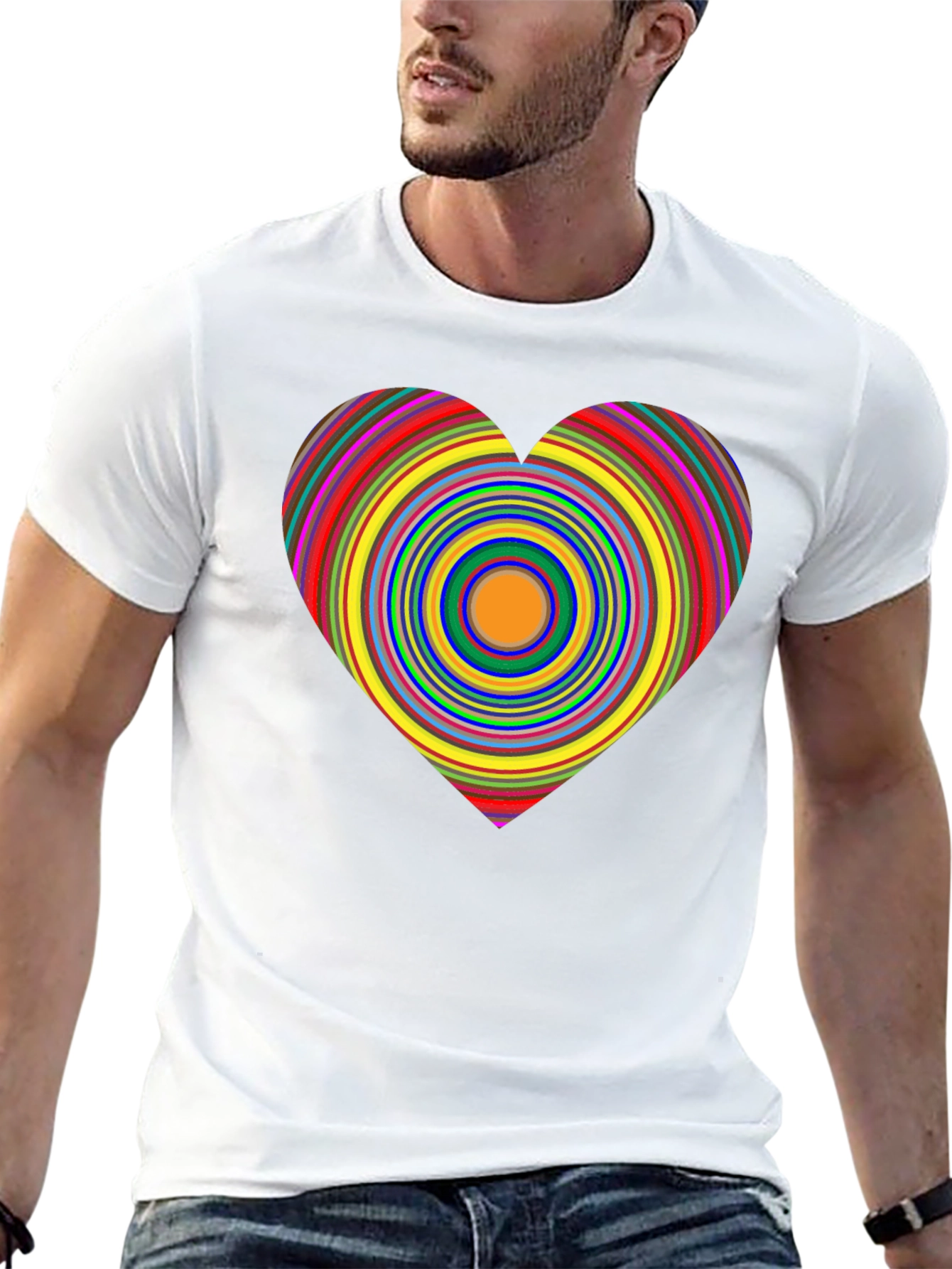 Rainbow Heart Graphic Black Tee