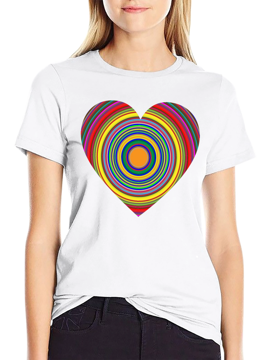 Rainbow Heart Graphic Black Tee