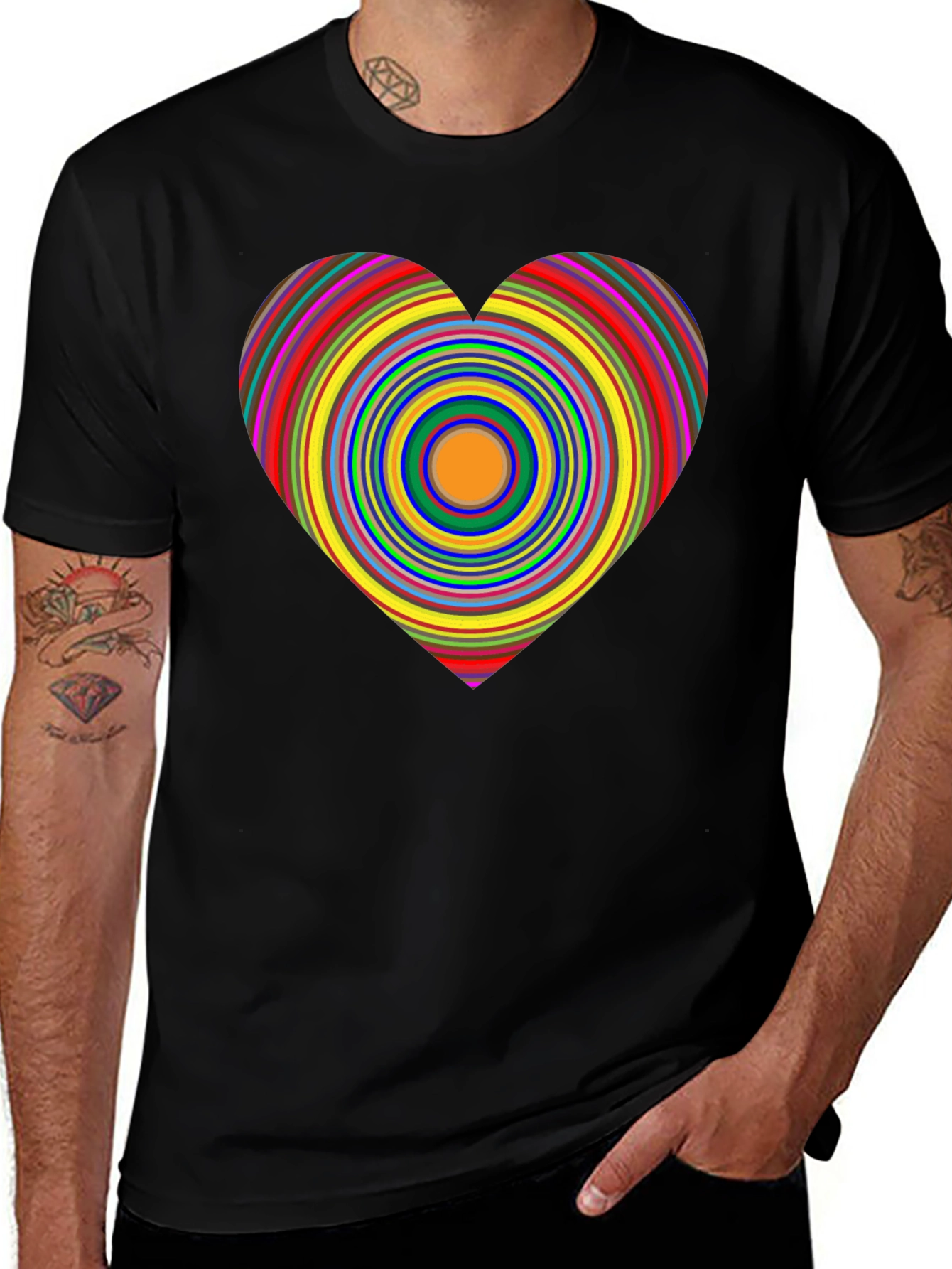 Rainbow Heart Graphic Black Tee