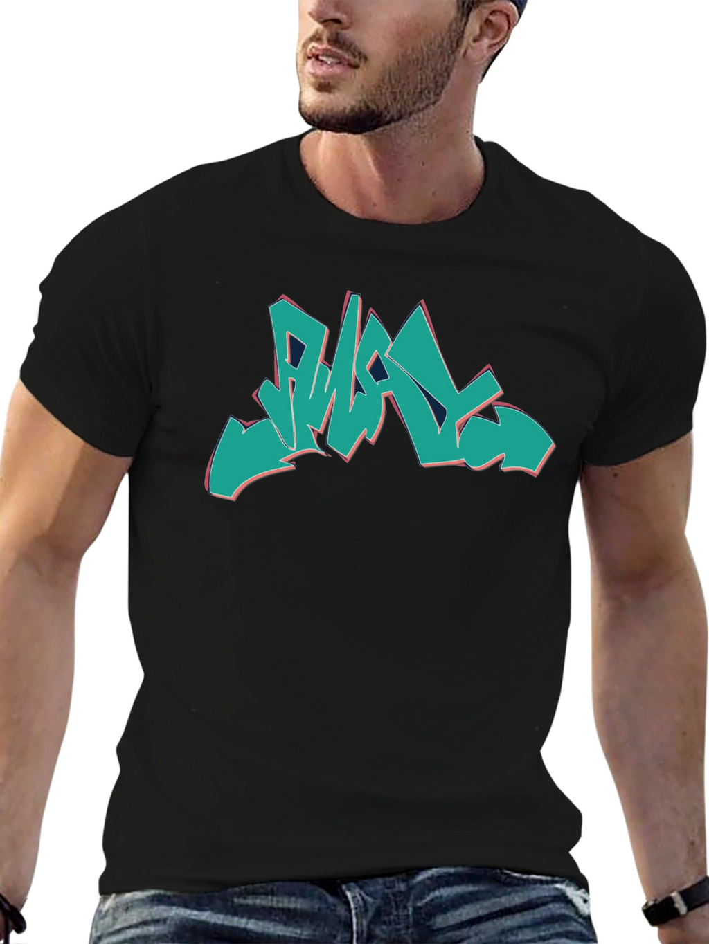 Graffiti Style Graphic Print Black T-Shirt