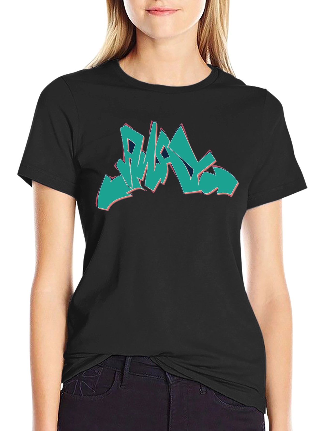Graffiti Style Graphic Print Black T-Shirt