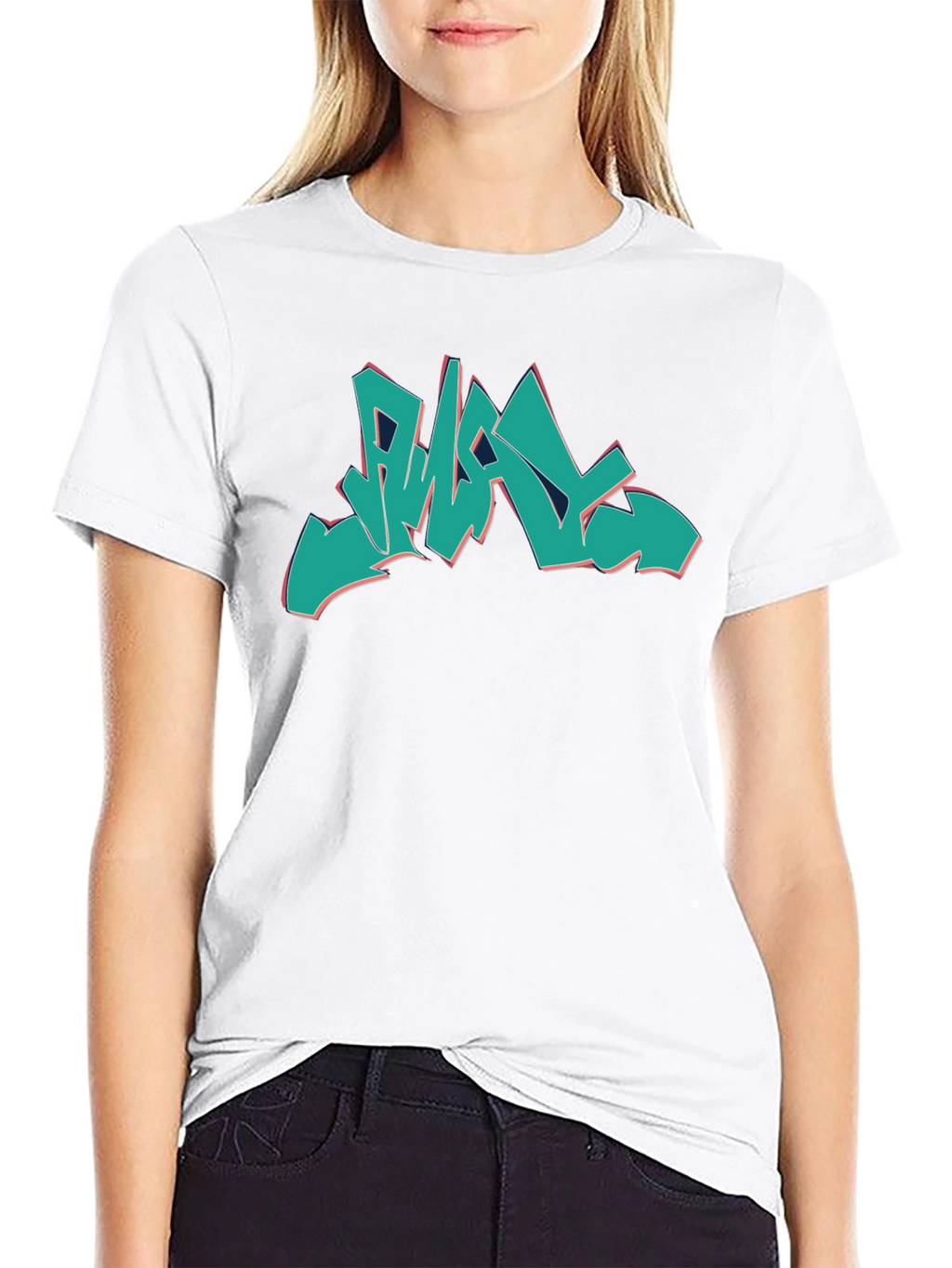 Graffiti Style Graphic Print Black T-Shirt