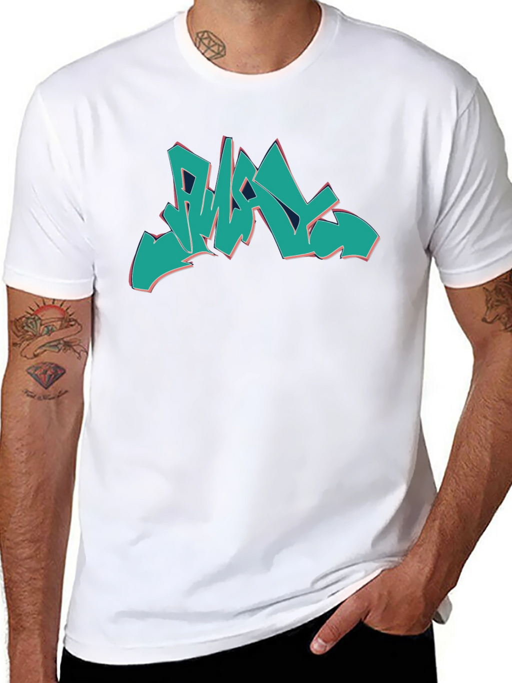 Graffiti Style Graphic Print Black T-Shirt