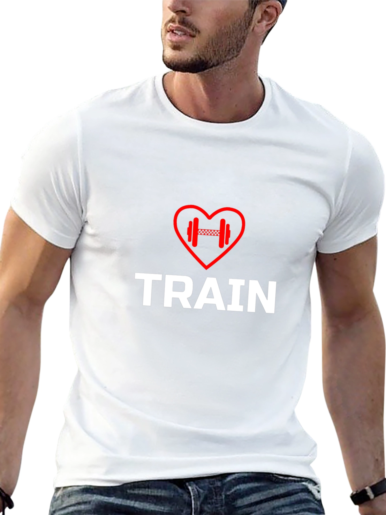 Train Heart Dumbbell T-Shirt - Workout Motivation