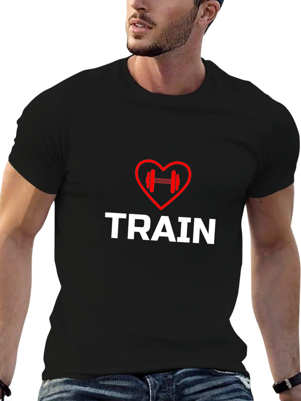 Train Heart Dumbbell T-Shirt - Workout Motivation