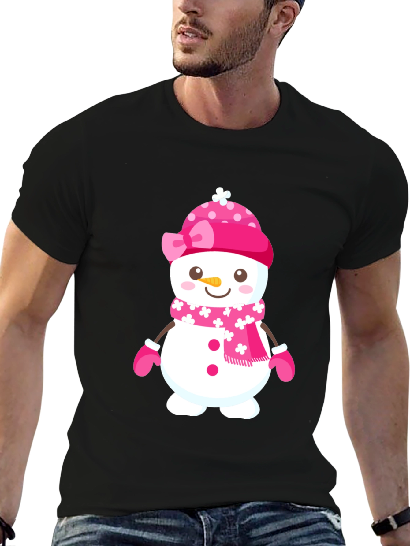 Festive Snowman Graphic T-Shirt