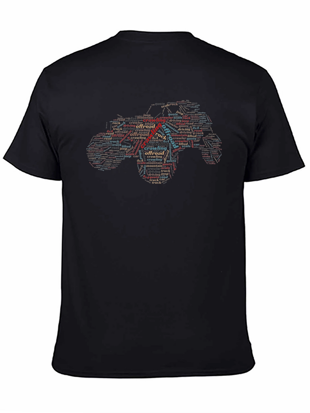 Off-Road Crawling Word Art Black T-Shirt