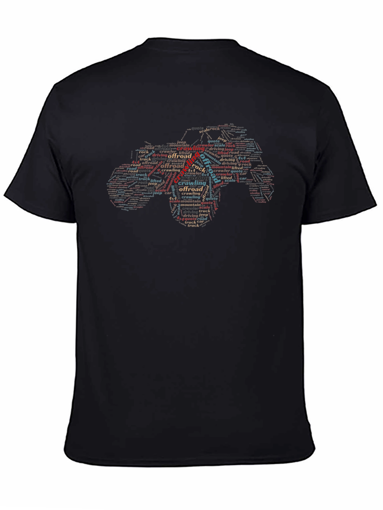 Off-Road Crawling Word Art Black T-Shirt
