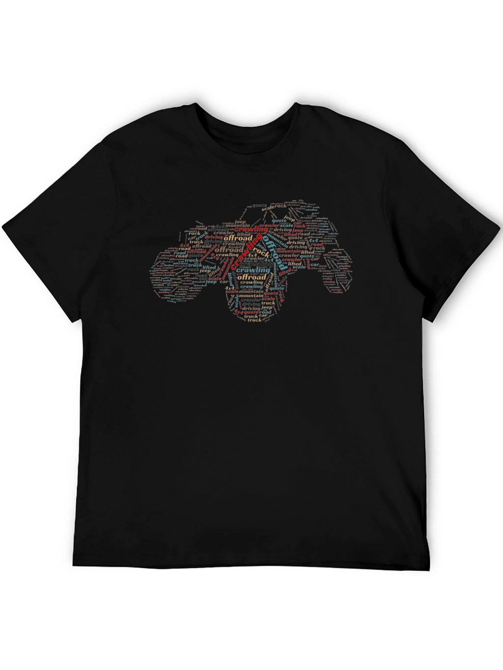 Off-Road Crawling Word Art Black T-Shirt