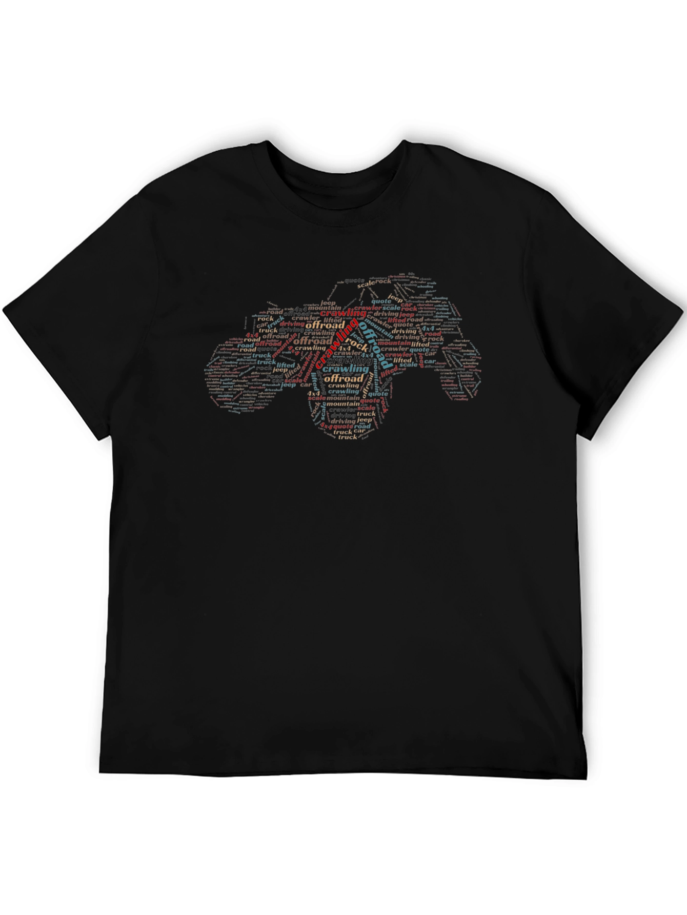 Off-Road Crawling Word Art Black T-Shirt