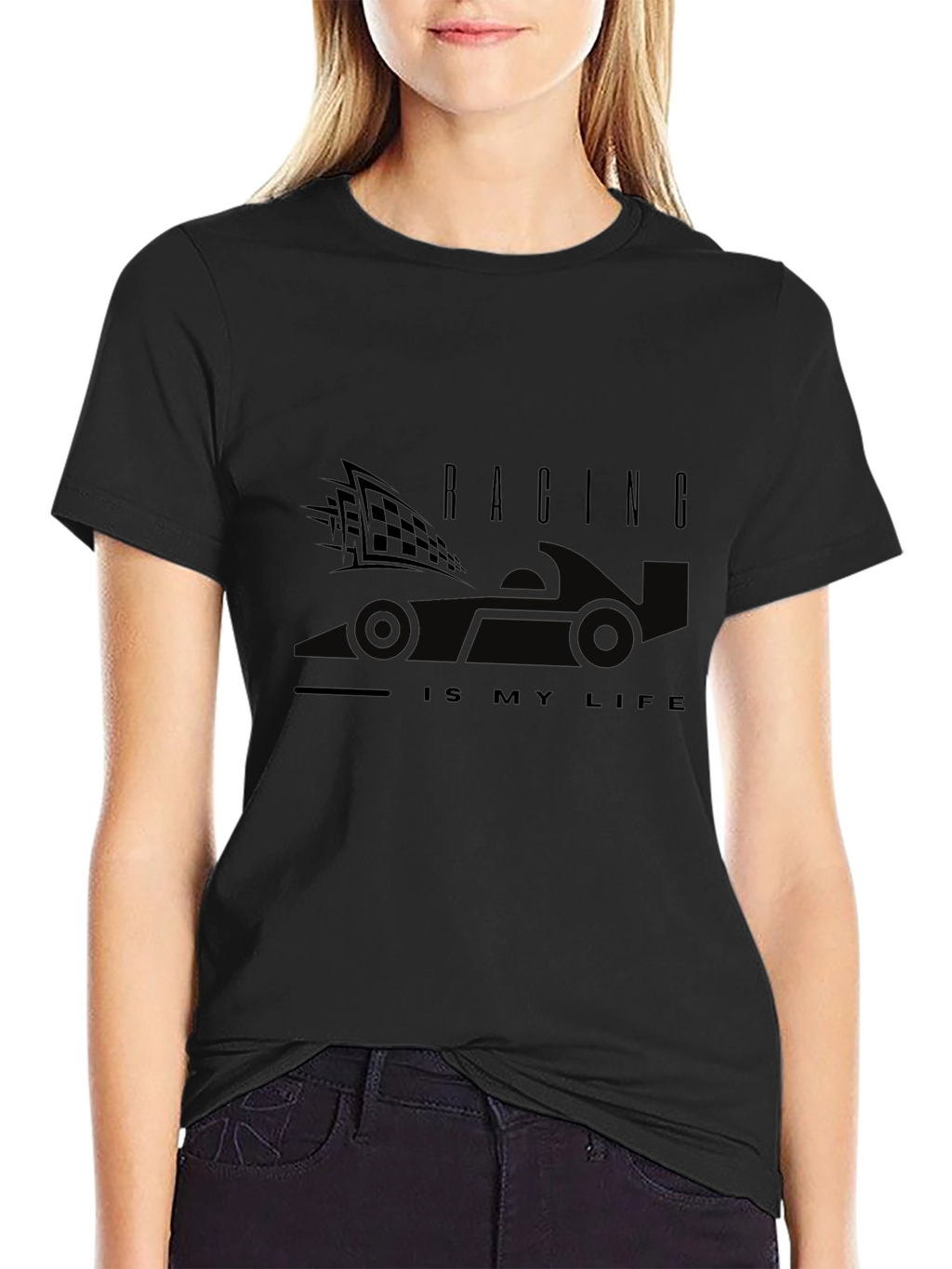 Racing Is My Life Black Graphic Tee