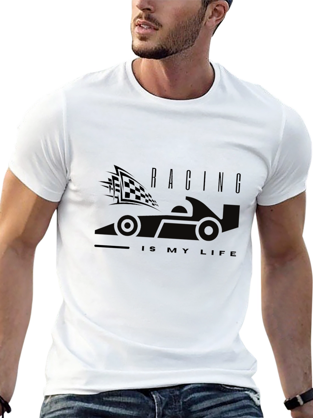 Racing Is My Life Black Graphic Tee