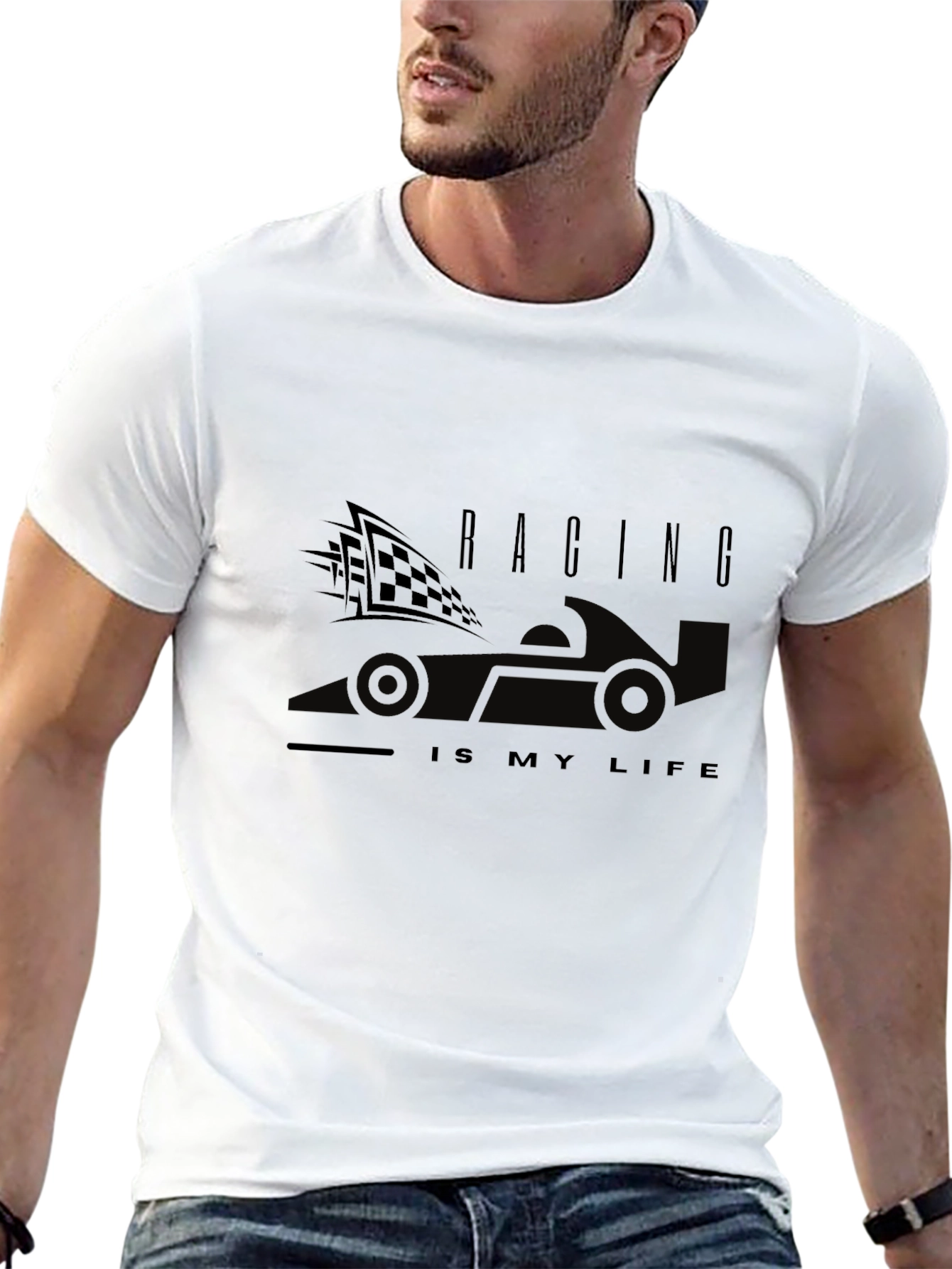 Racing Is My Life Black Graphic Tee
