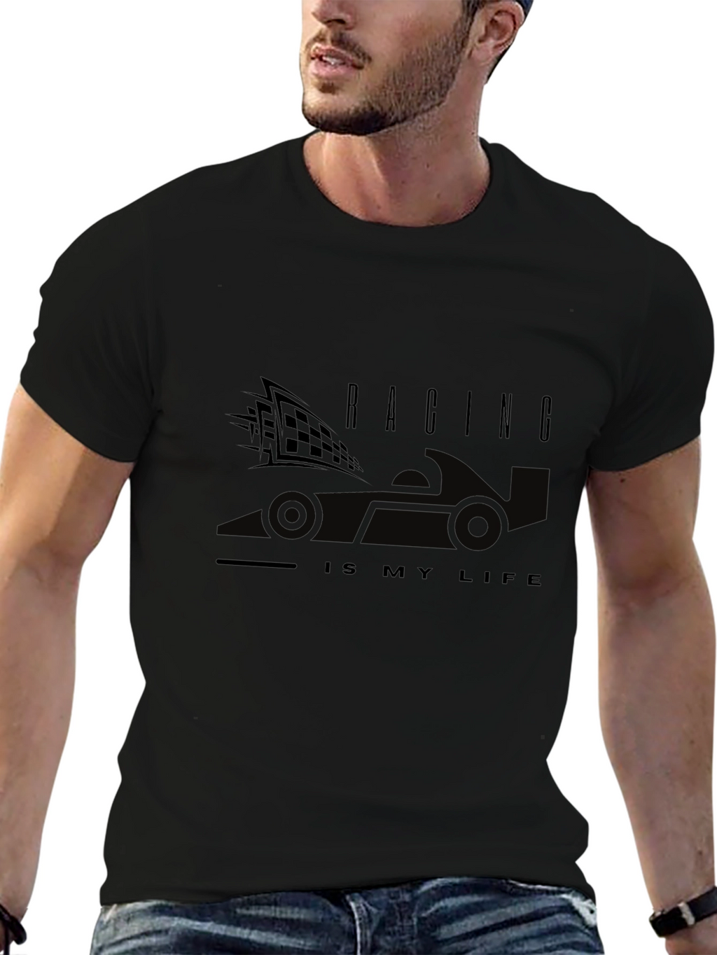 Racing Is My Life Black Graphic Tee
