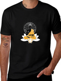 Buddha Lotus Graphic T-Shirt - Black