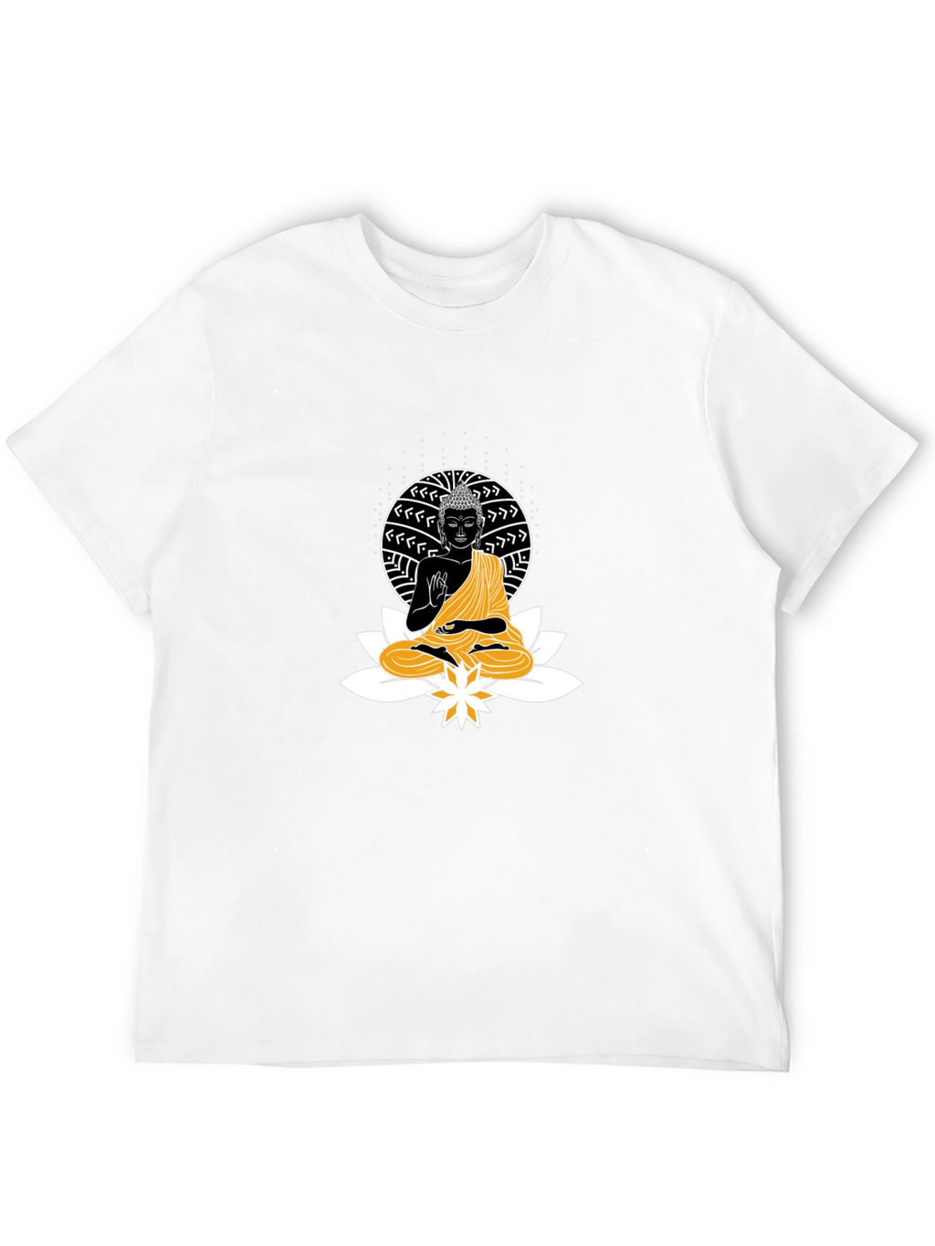 Buddha Lotus Graphic T-Shirt - Black