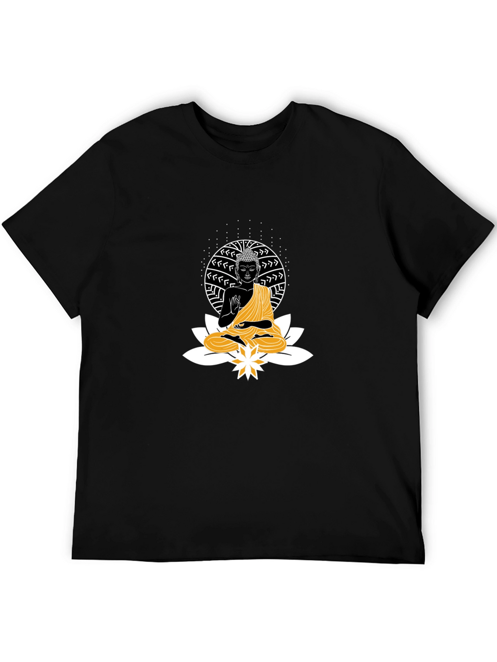 Buddha Lotus Graphic T-Shirt - Black