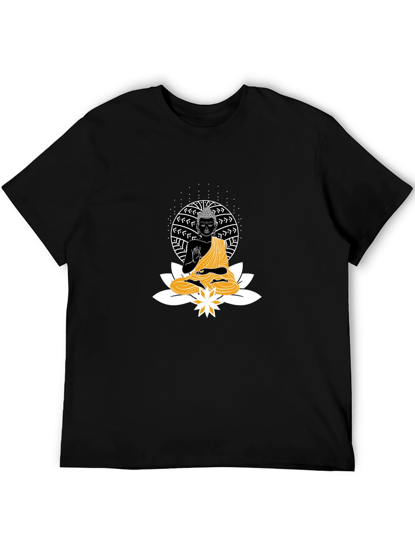 Buddha Lotus Graphic T-Shirt - Black