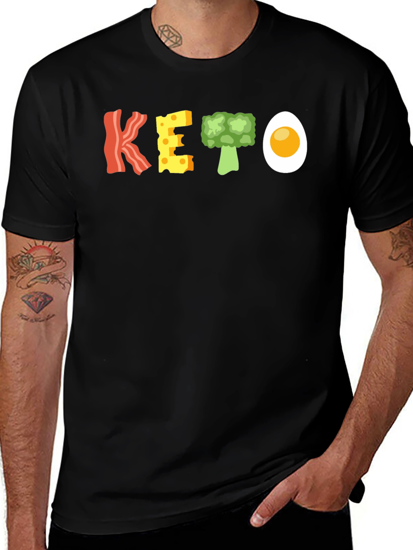 Keto Food T-Shirt - Bacon Cheese Broccoli and Egg