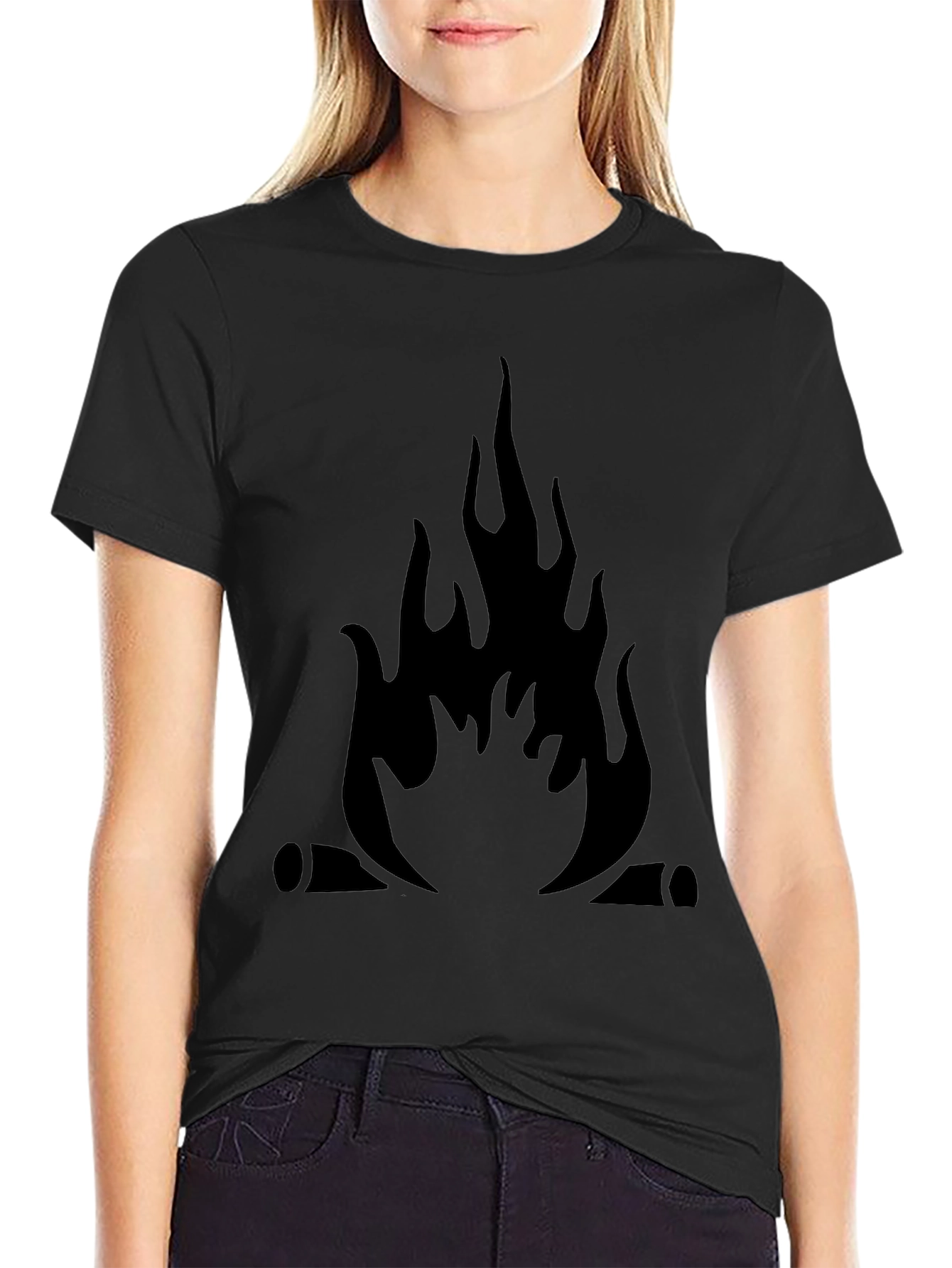 Campfire Graphic Tee - Black Cotton Comfort