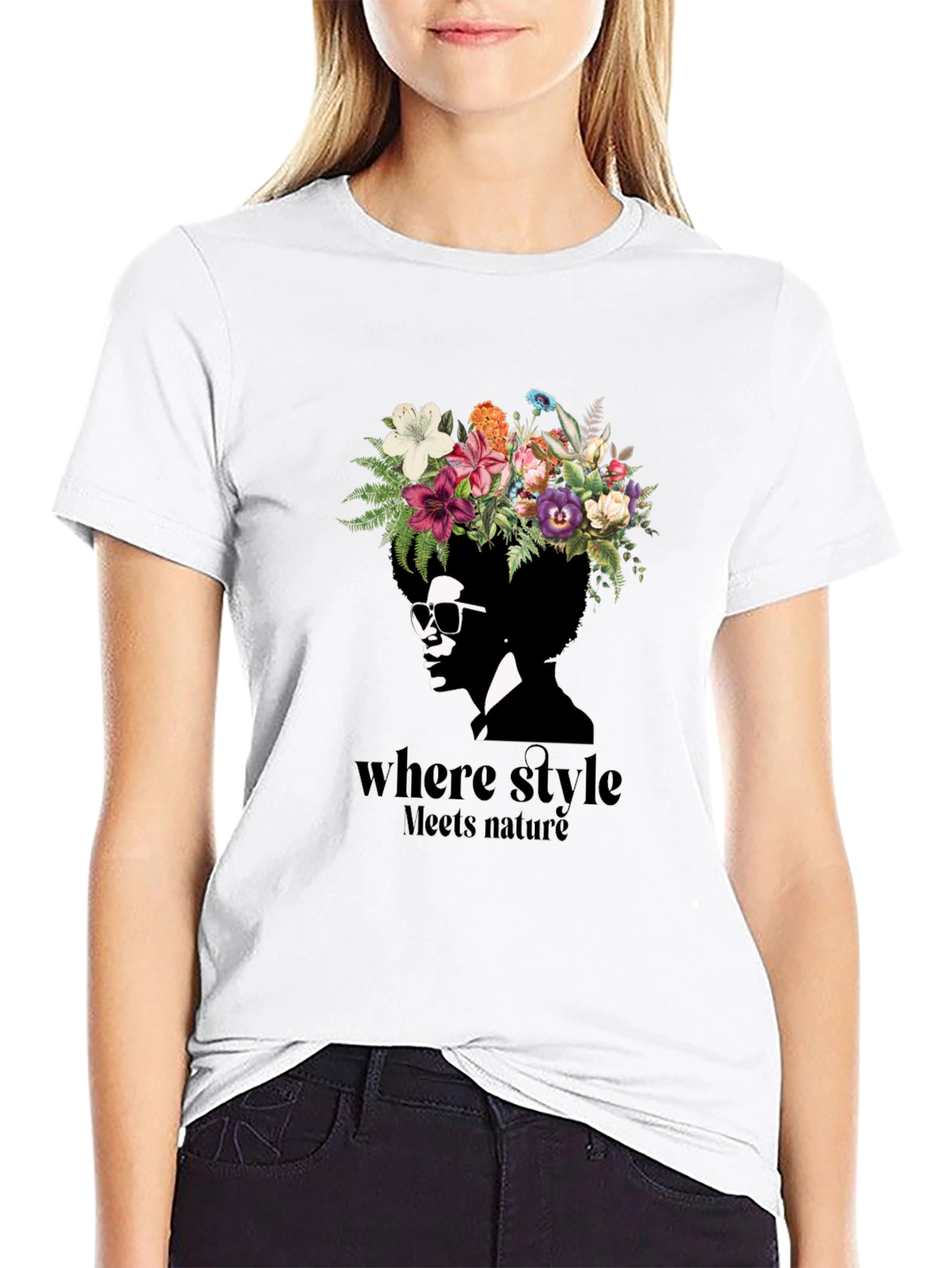 Floral Crown Afro T-Shirt: Where Style Meets Nature