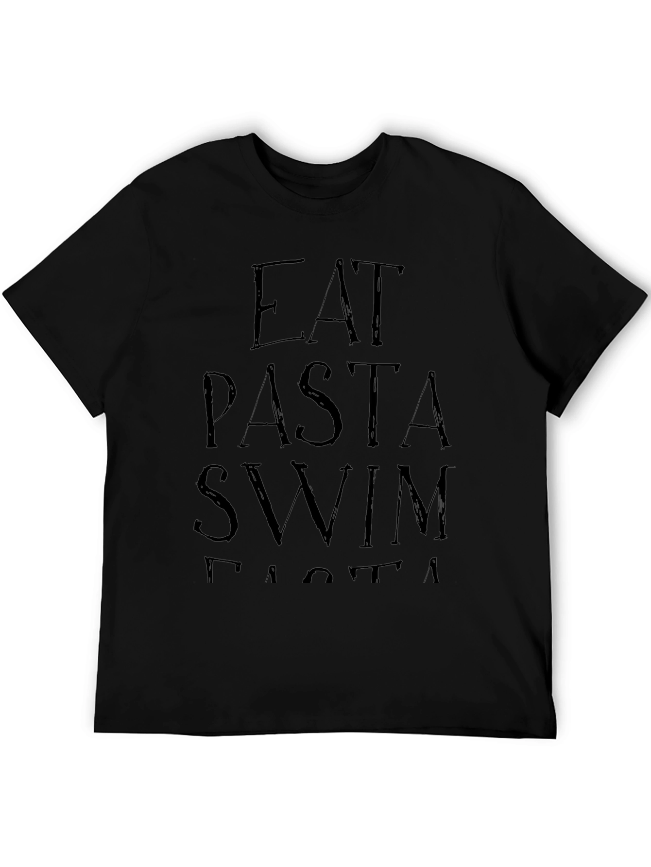 Eat Pasta Swim Faster Graphic Tee - Black
