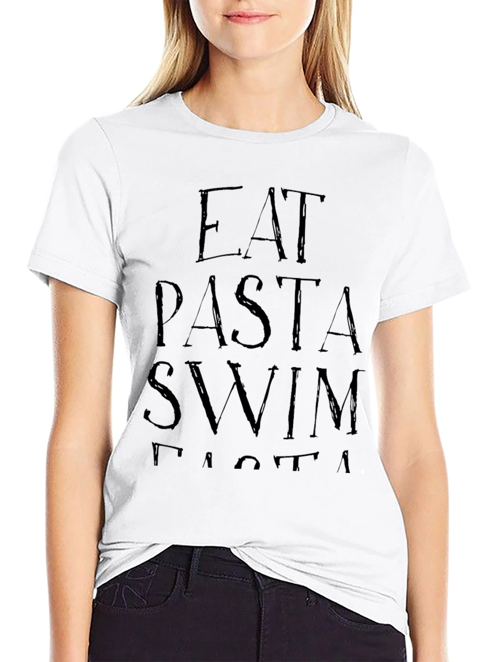 Eat Pasta Swim Faster Graphic Tee - Black