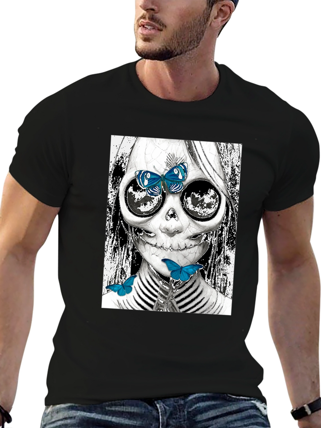 Skull and Butterfly Graphic Tee