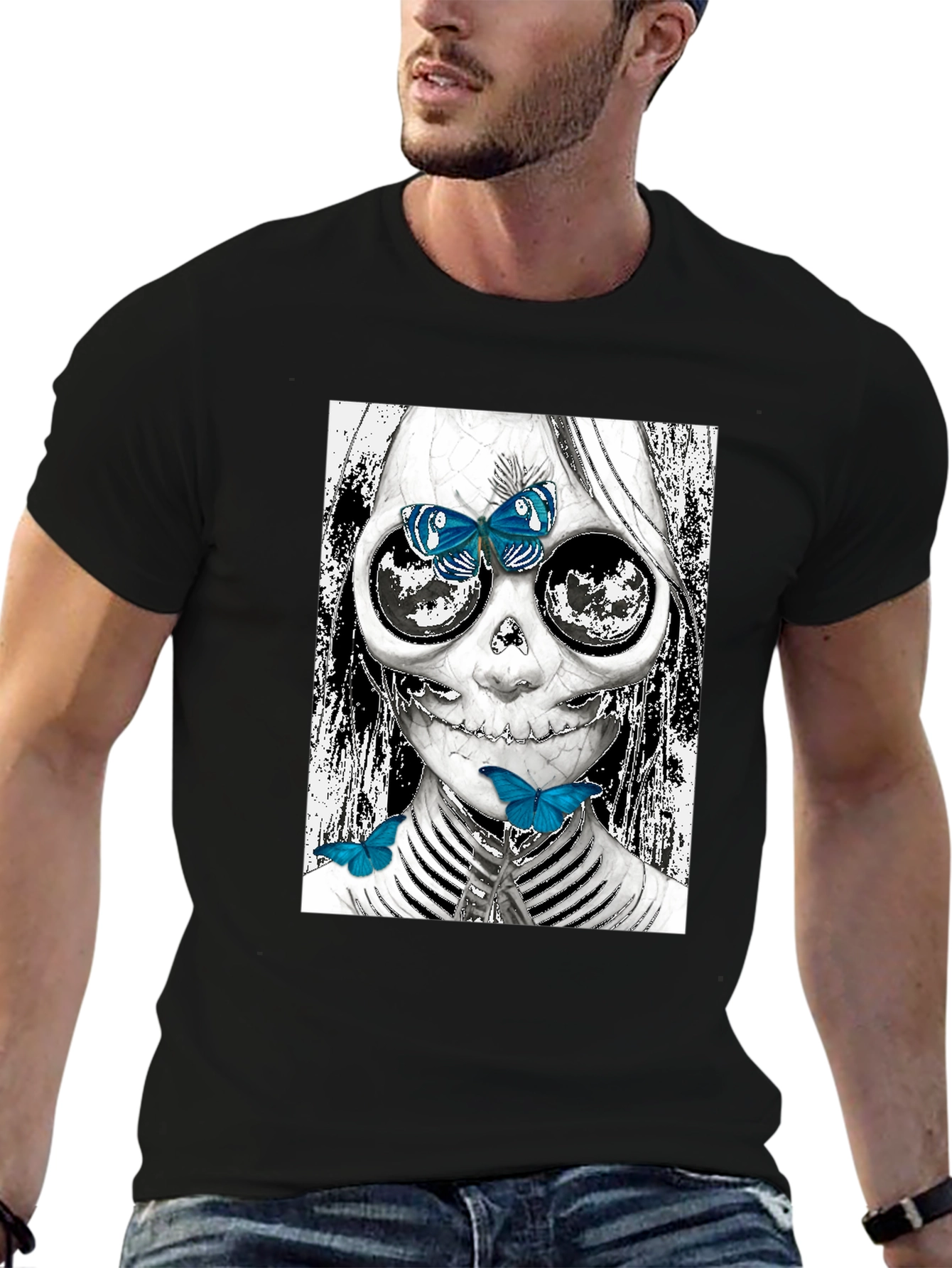 Skull and Butterfly Graphic Tee