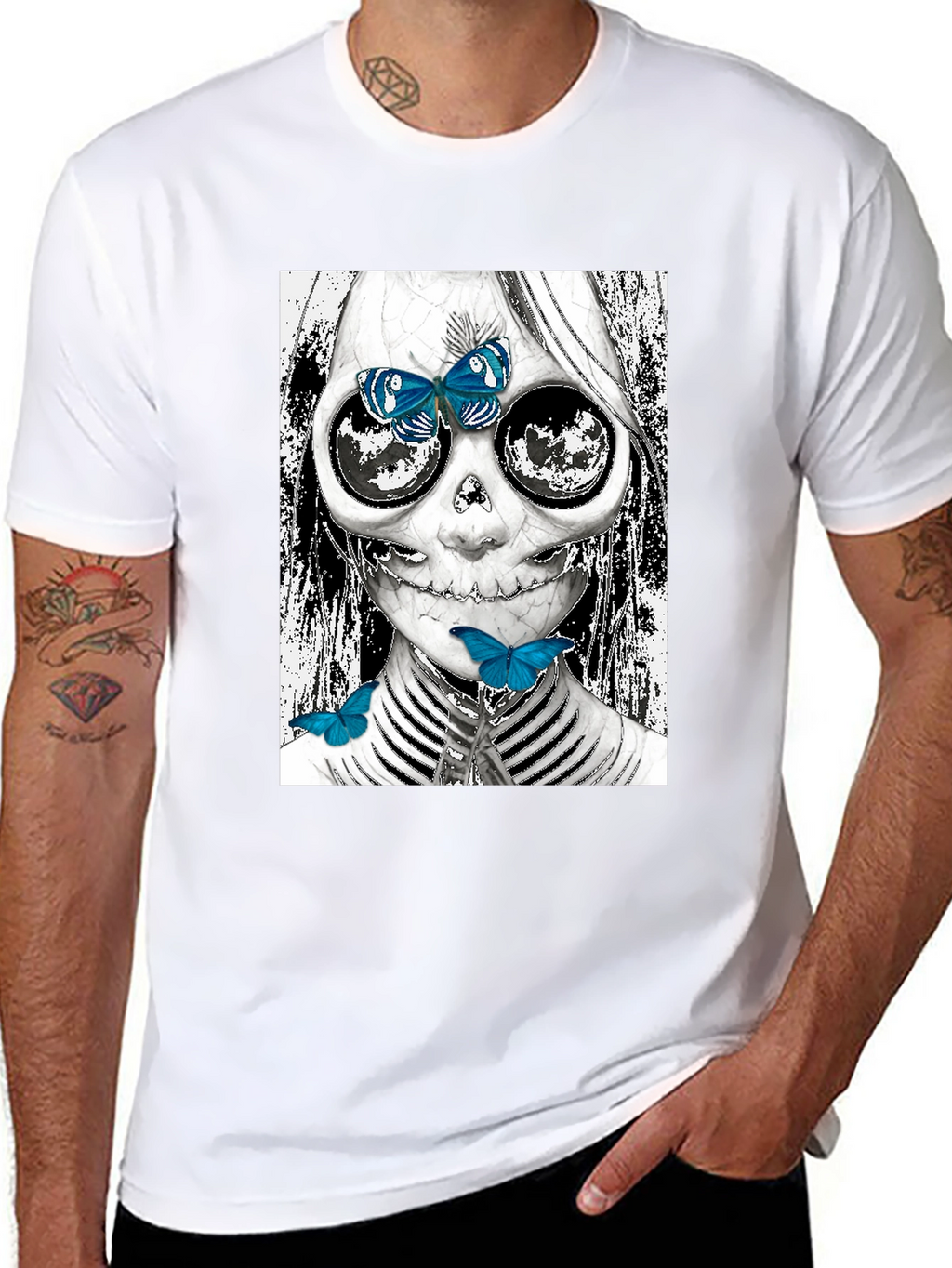 Skull and Butterfly Graphic Tee