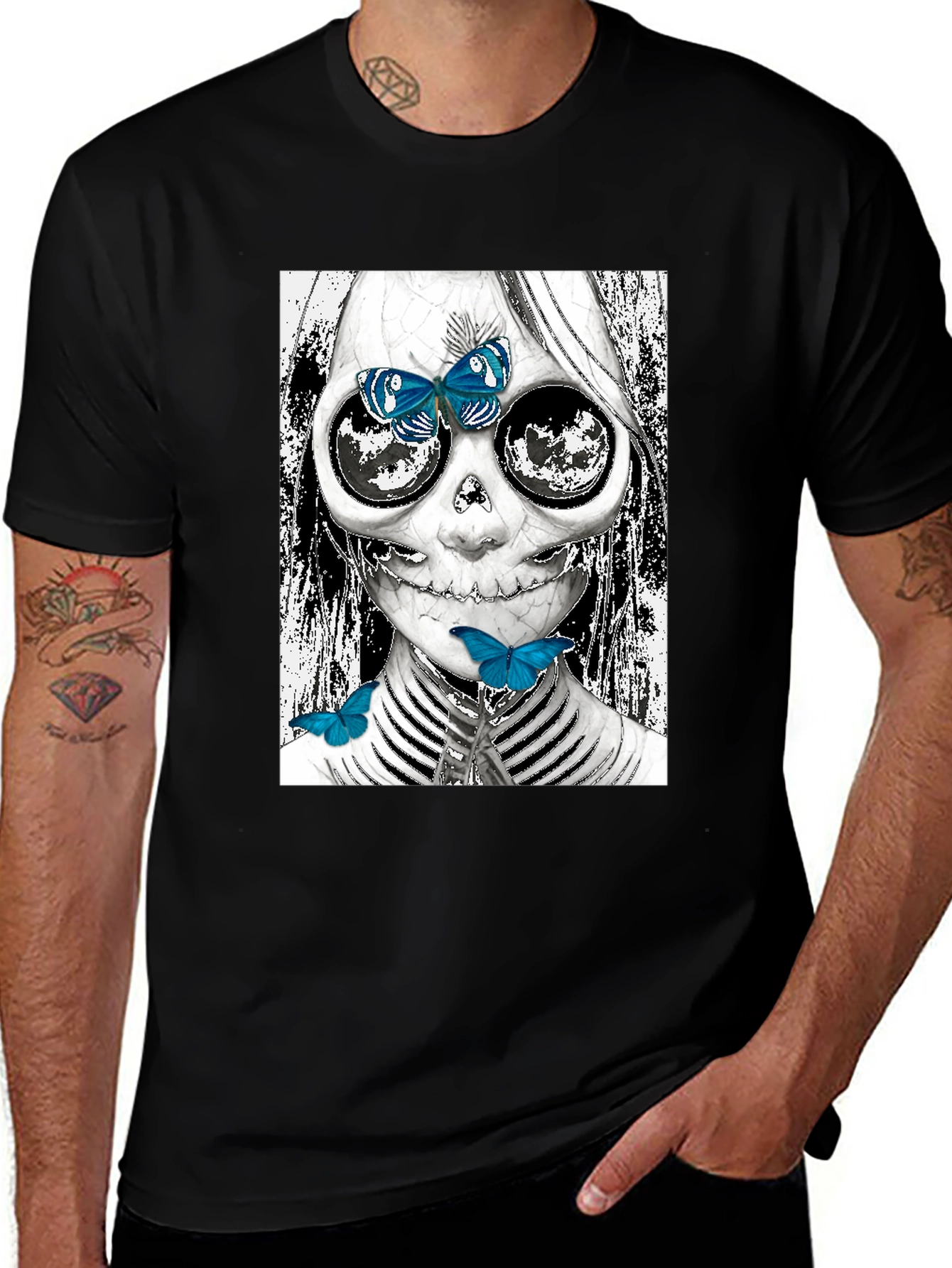 Skull and Butterfly Graphic Tee