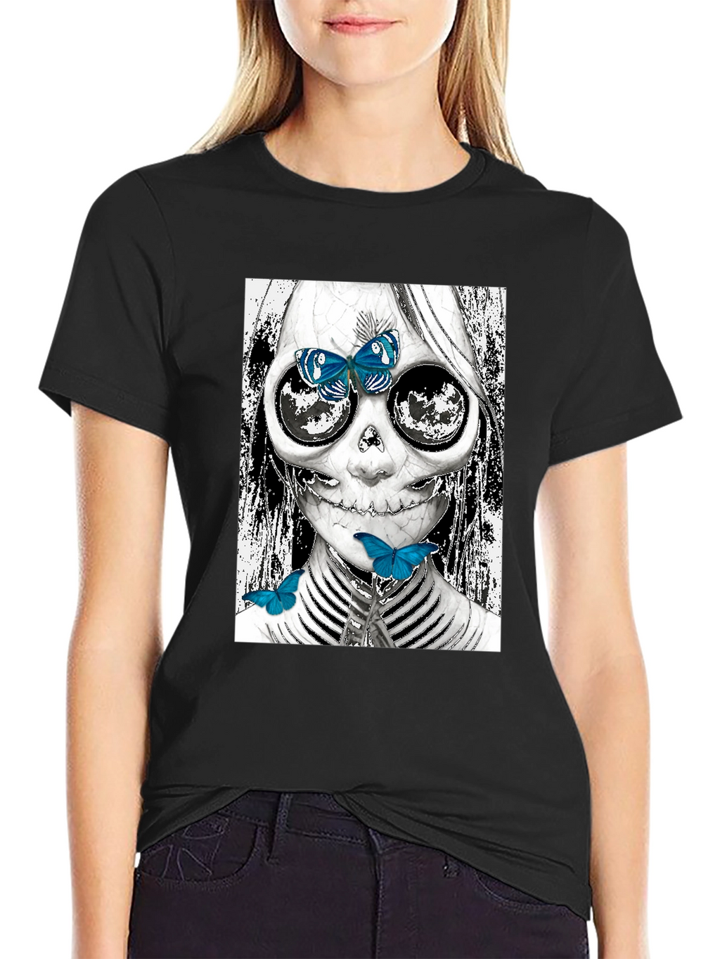 Skull and Butterfly Graphic Tee
