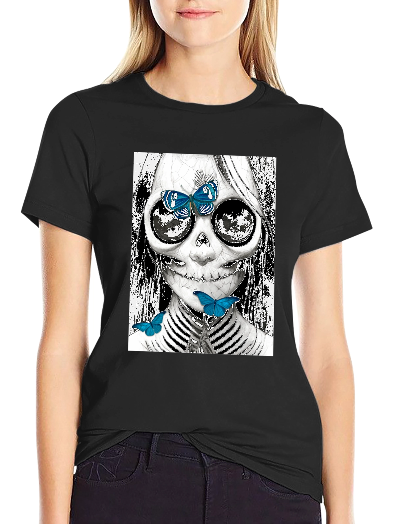 Skull and Butterfly Graphic Tee