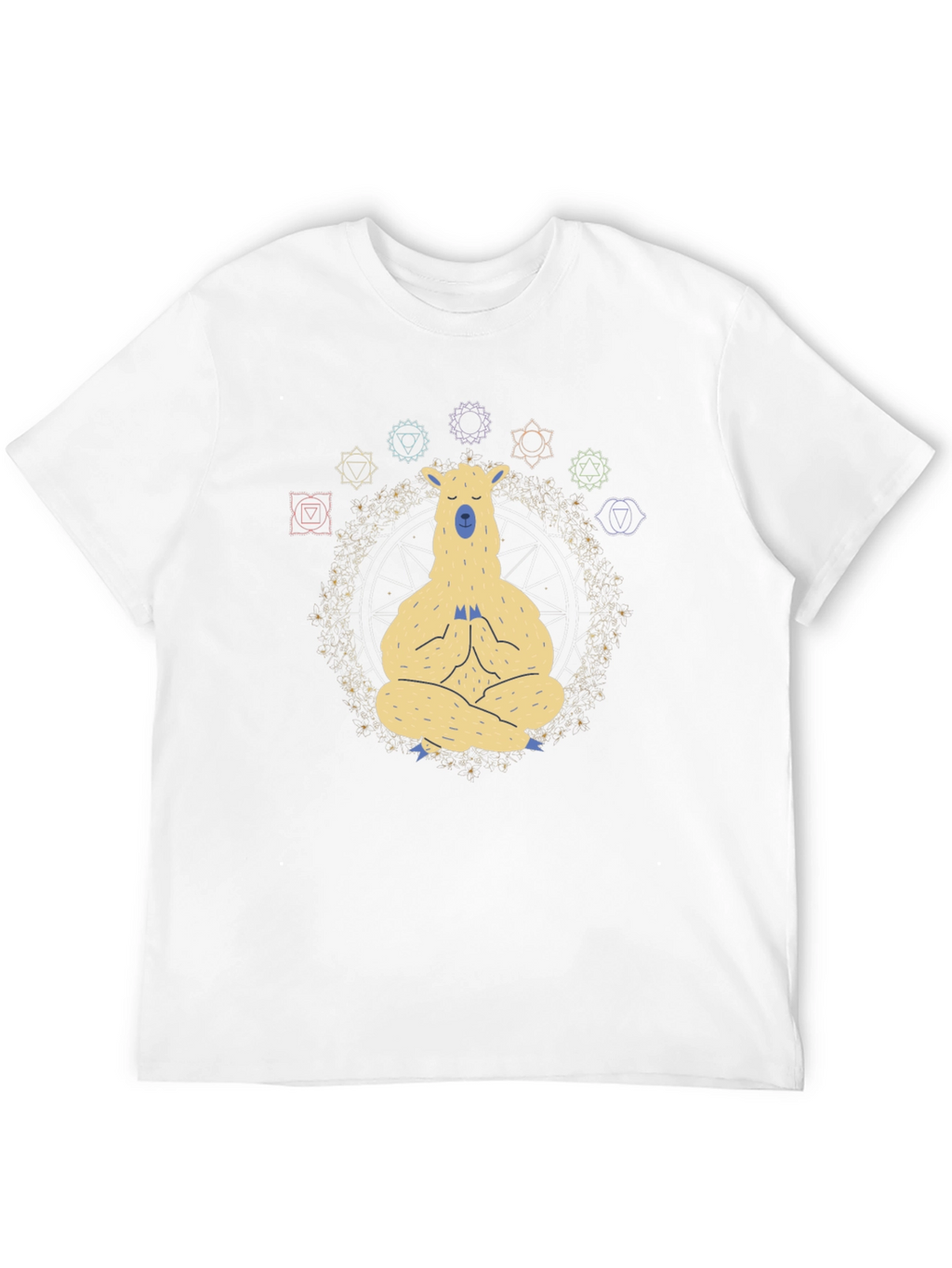 Meditating Llama Chakra T-Shirt - Black