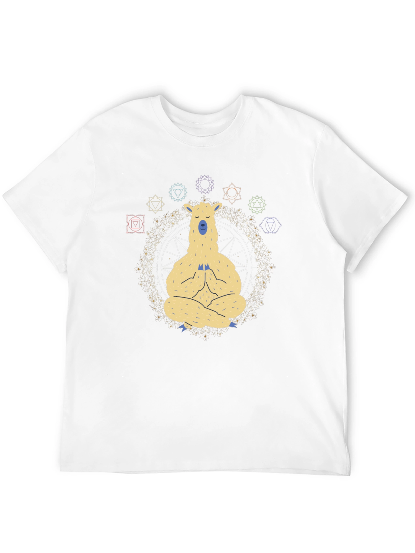 Meditating Llama Chakra T-Shirt - Black