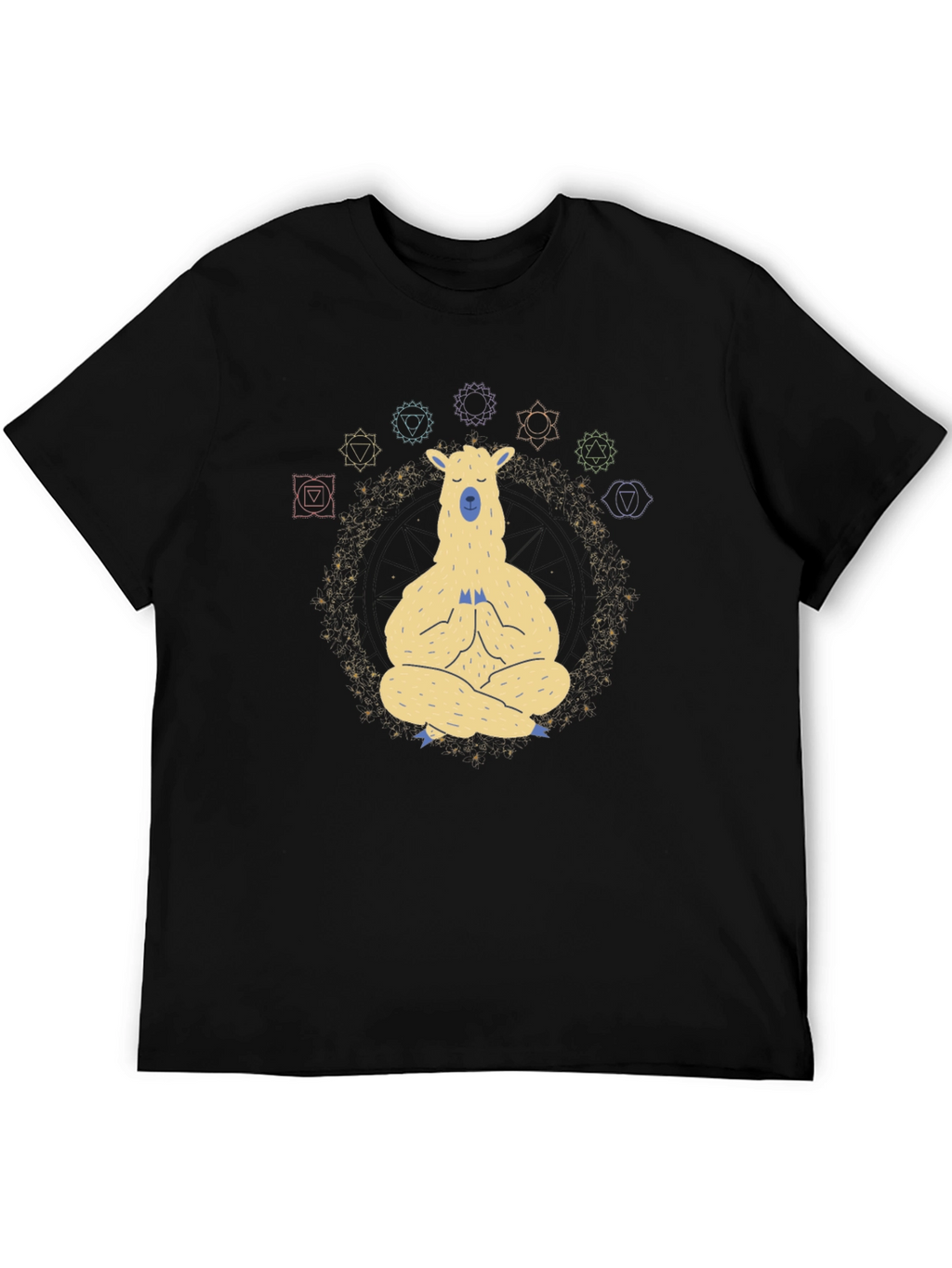 Meditating Llama Chakra T-Shirt - Black