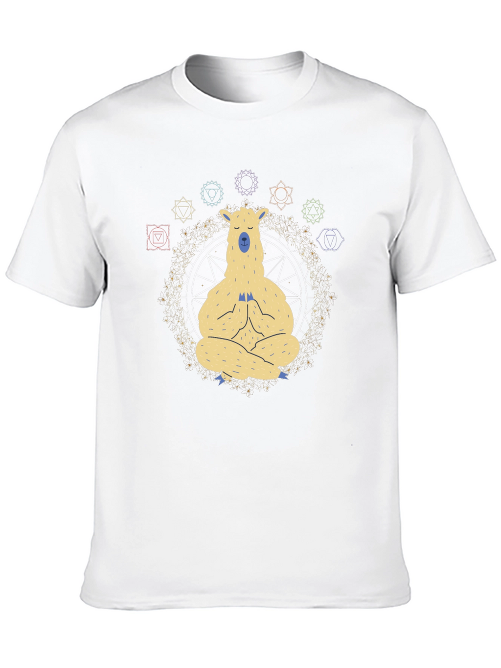 Meditating Llama Chakra T-Shirt - Black