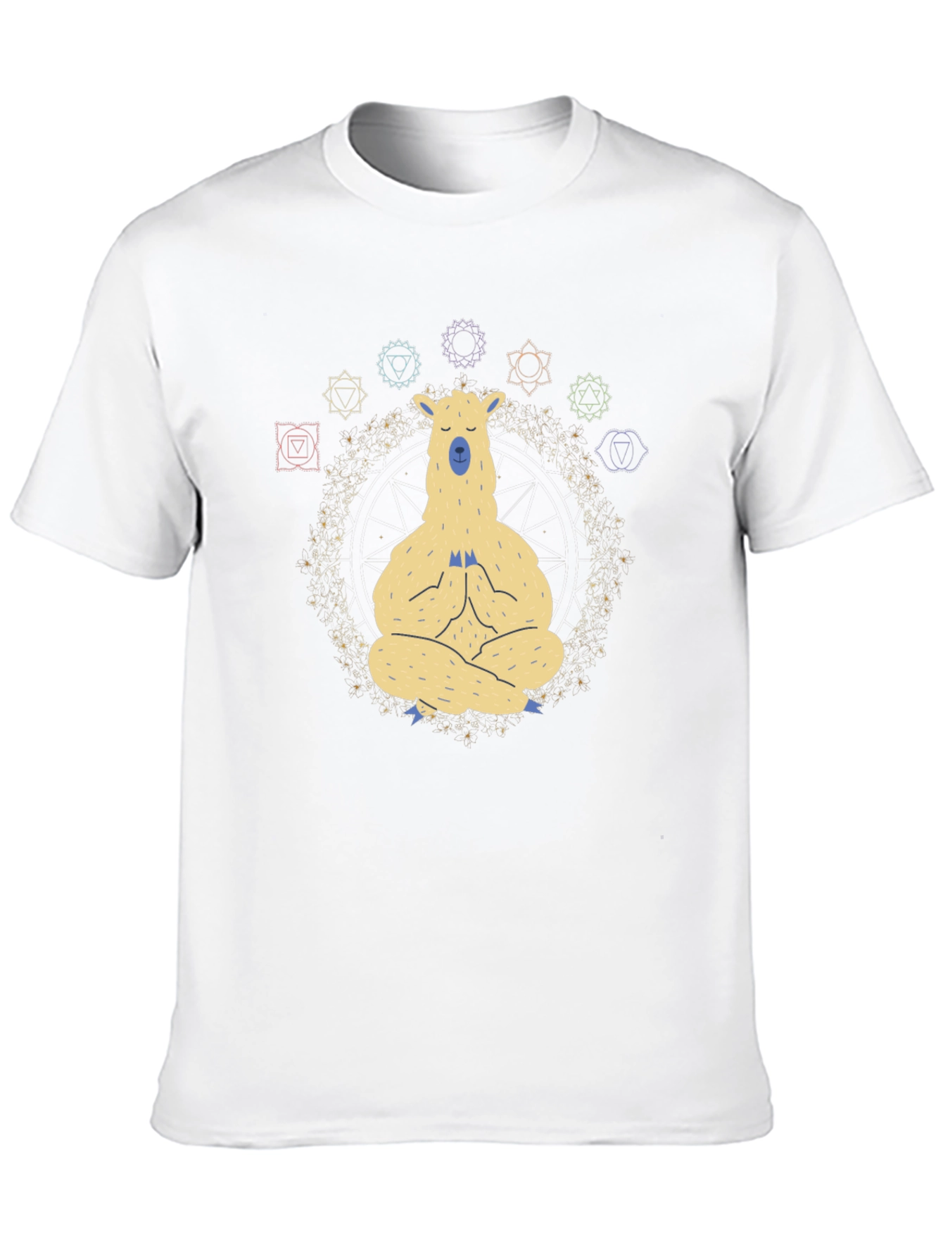 Meditating Llama Chakra T-Shirt - Black