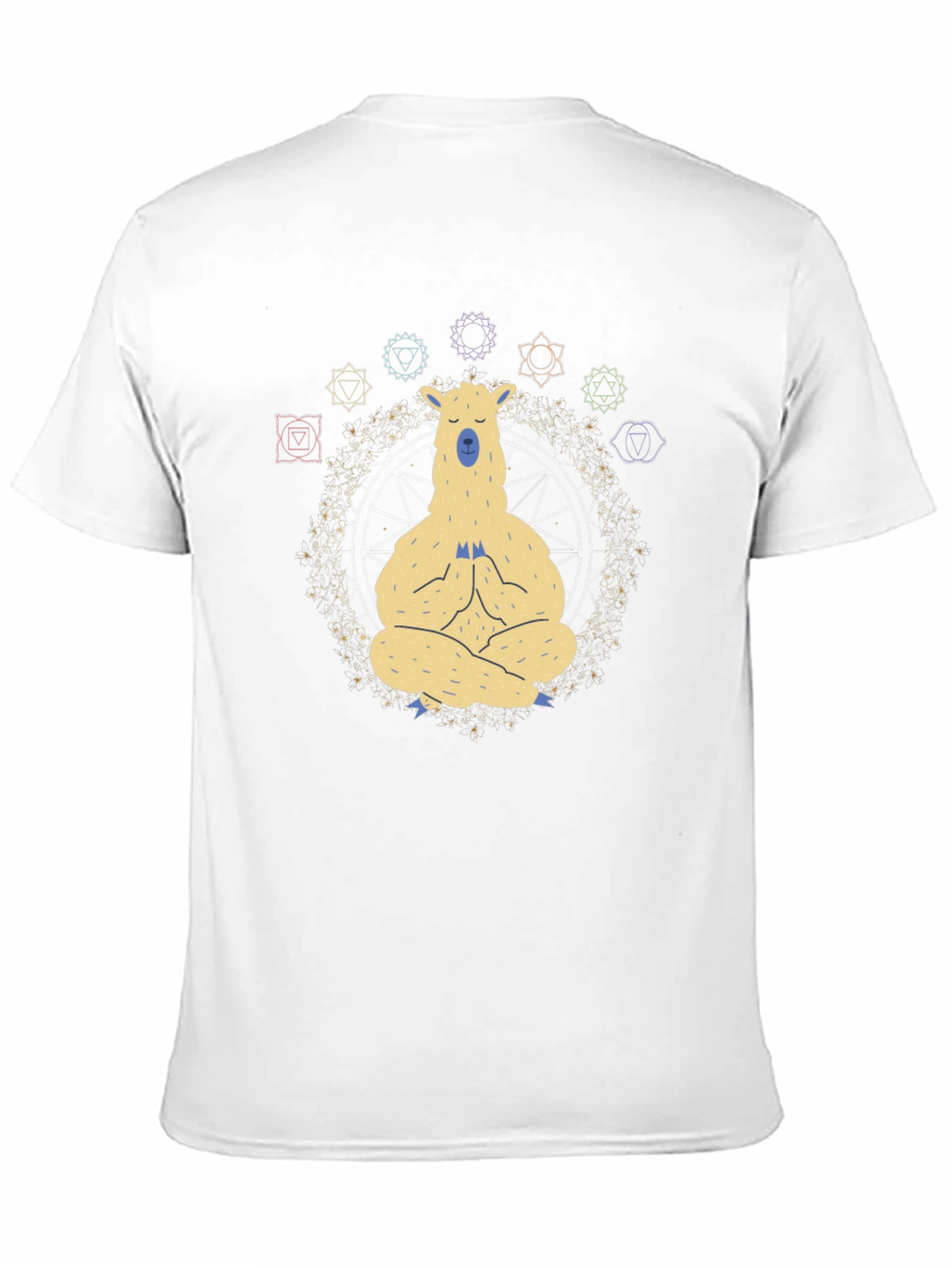 Meditating Llama Chakra T-Shirt - Black