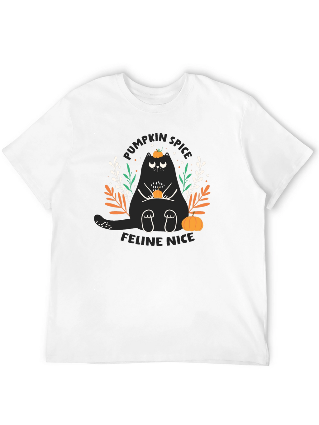 Pumpkin Spice Feline Nice Black T-Shirt