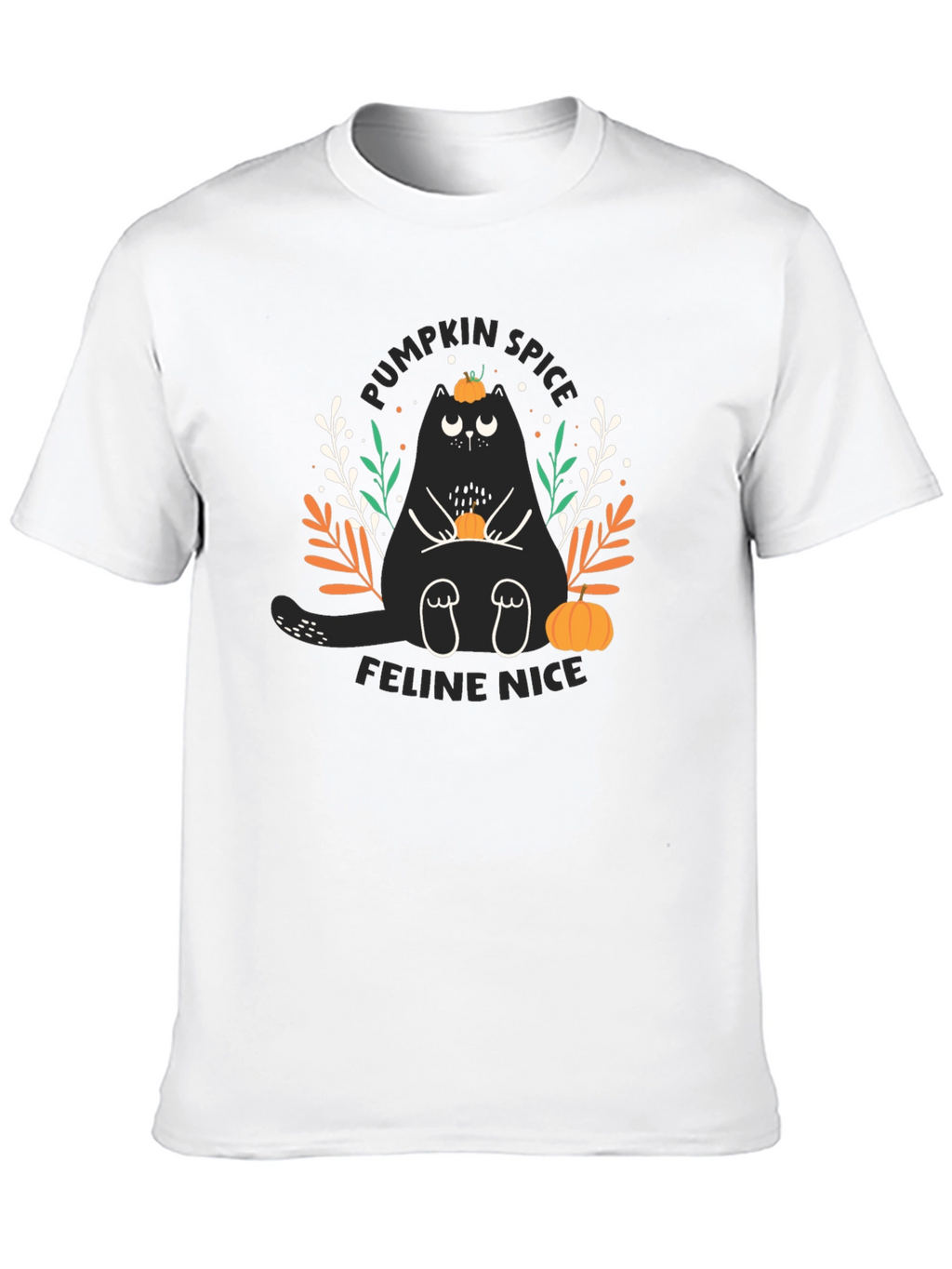 Pumpkin Spice Feline Nice Black T-Shirt