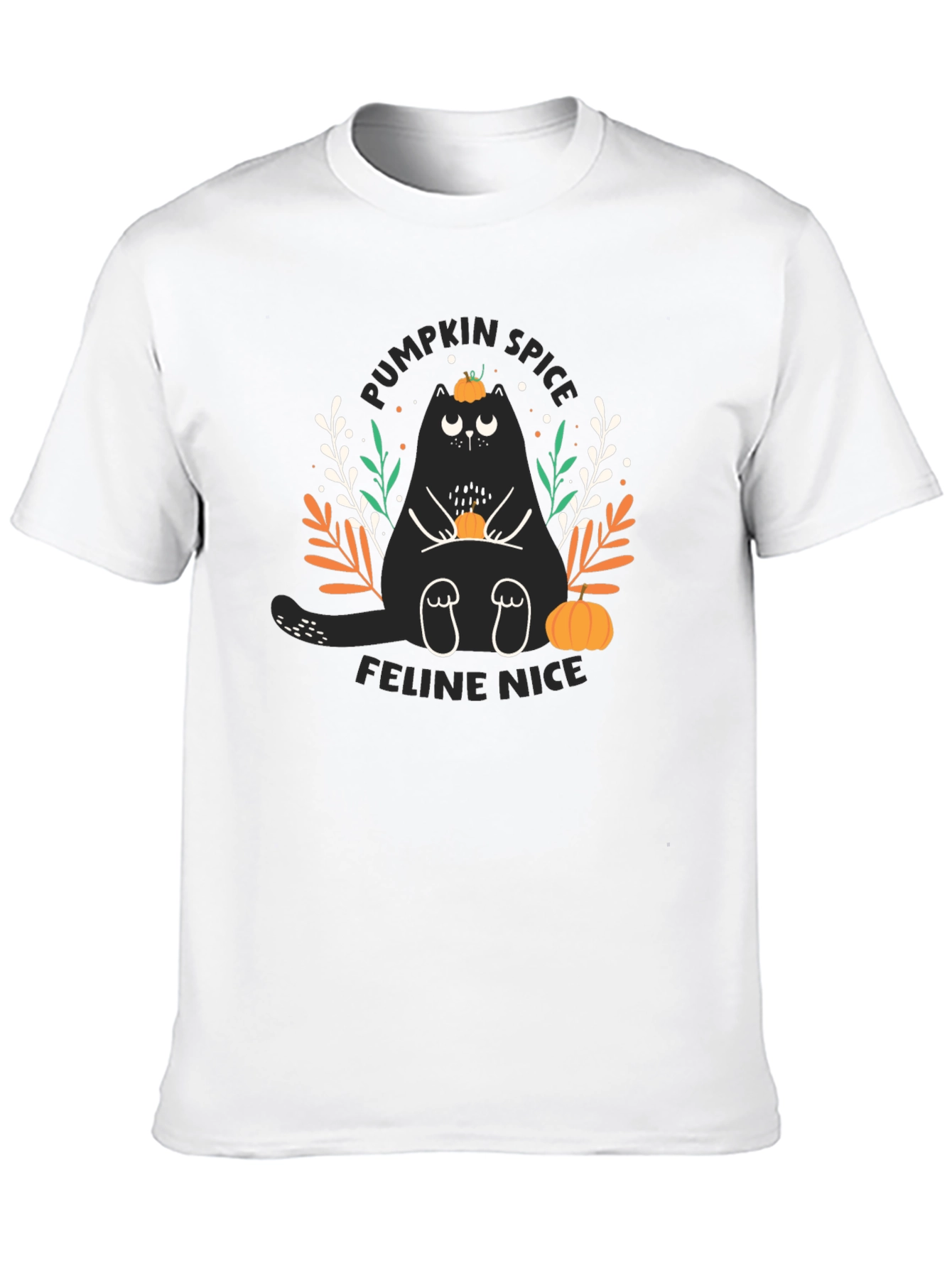 Pumpkin Spice Feline Nice Black T-Shirt