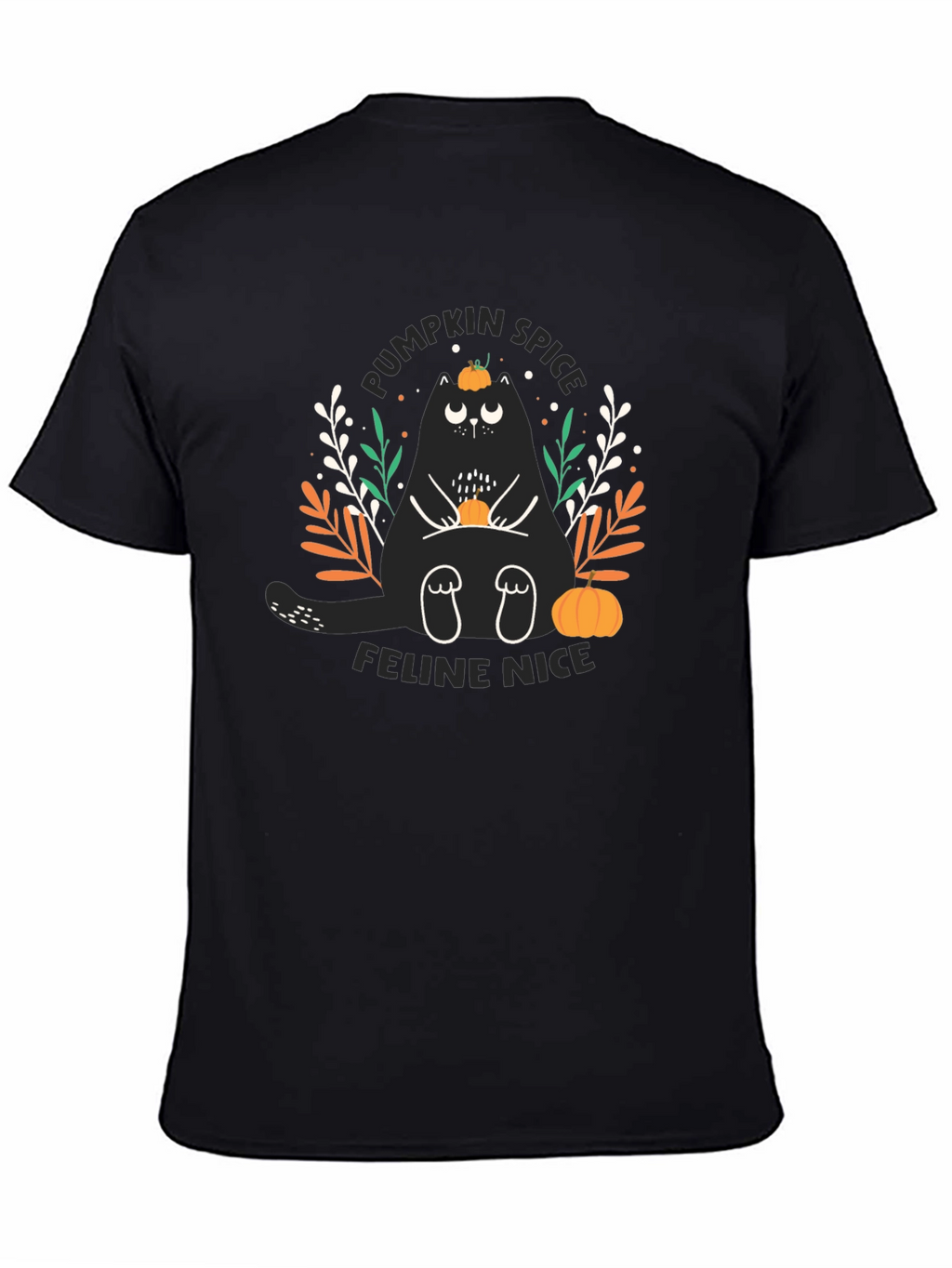 Pumpkin Spice Feline Nice Black T-Shirt