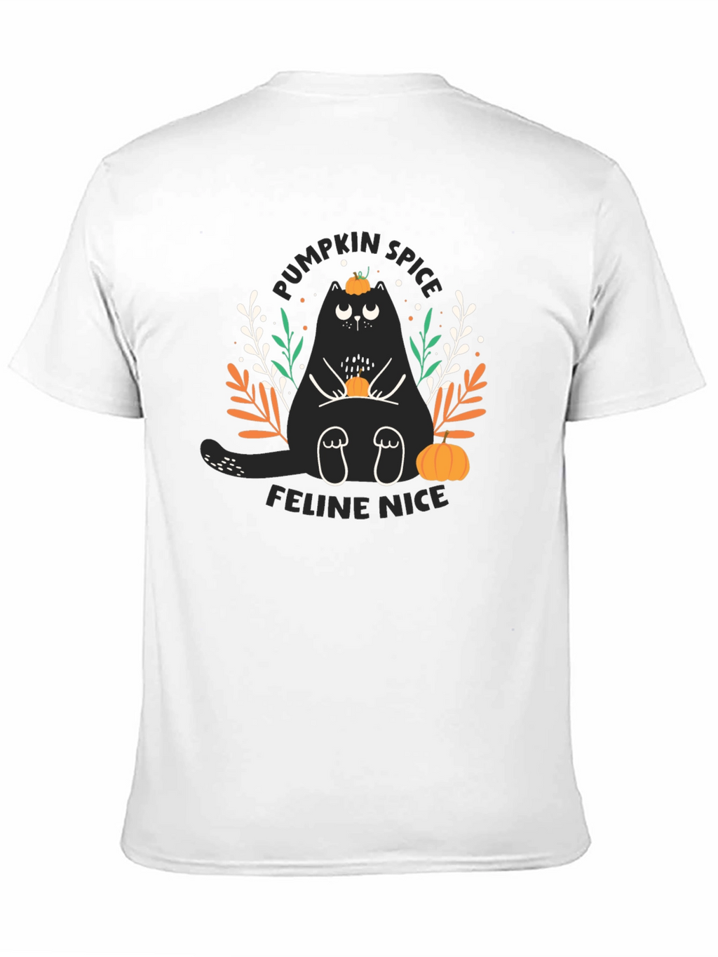 Pumpkin Spice Feline Nice Black T-Shirt