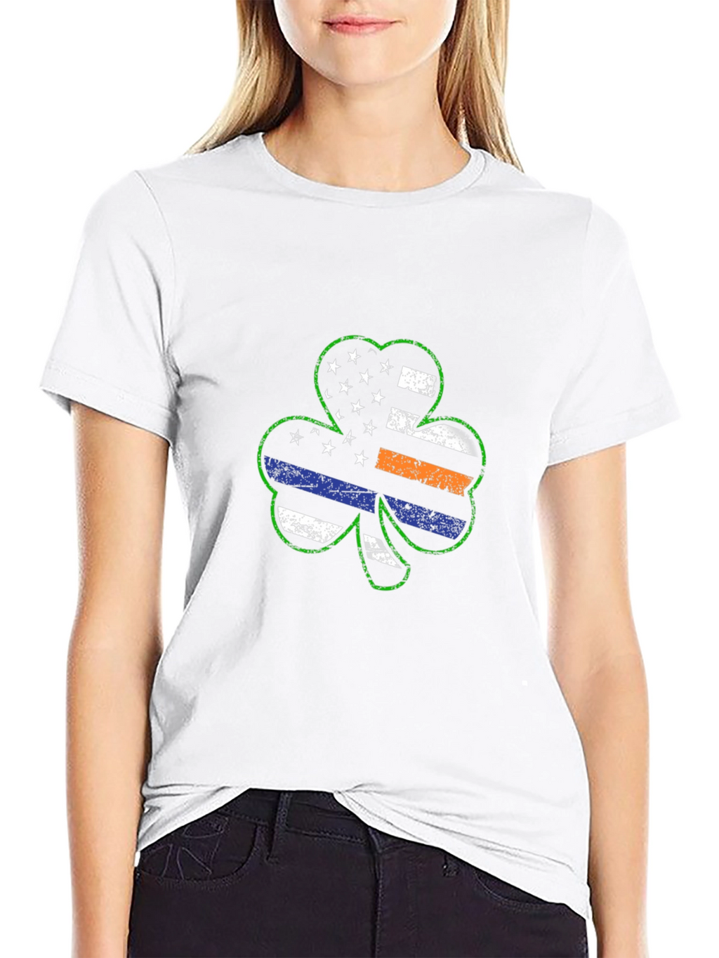 Shamrock American Flag Thin Line Graphic Tee