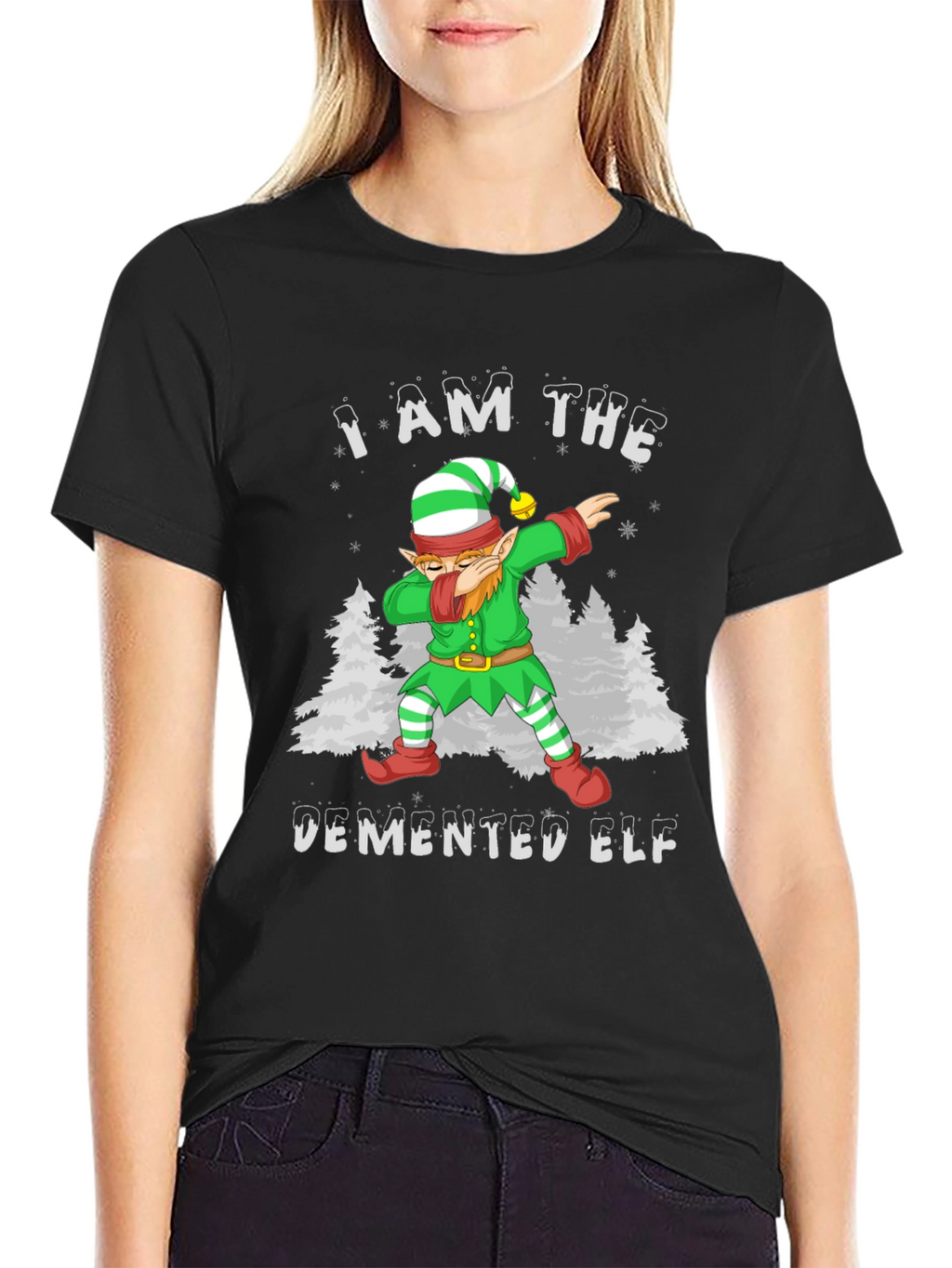 Demented Elf Dabbing Graphic Tee
