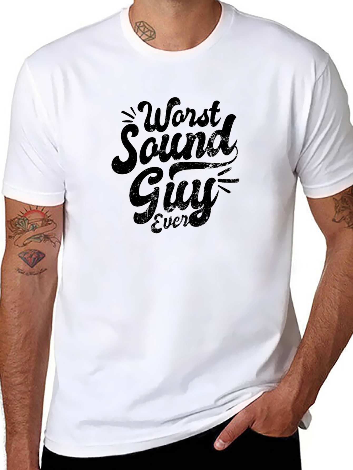 Worst Sound Guy Ever Black Graphic T-Shirt