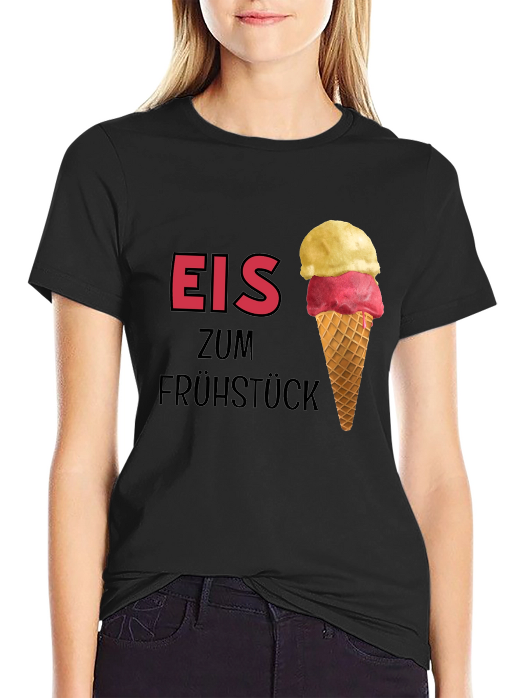 Eis Zum Frühstück Black T-Shirt