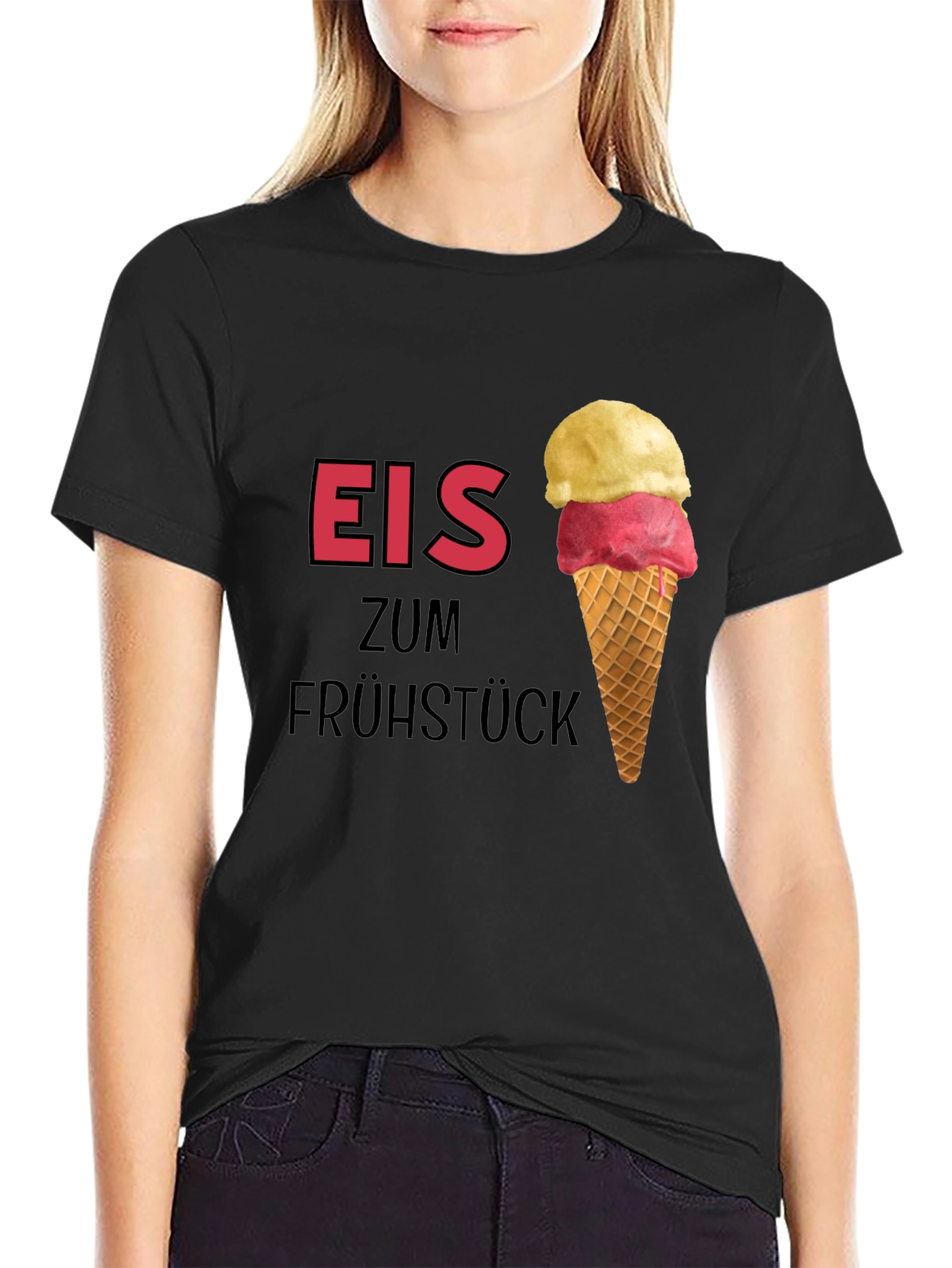 Eis Zum Frühstück Black T-Shirt