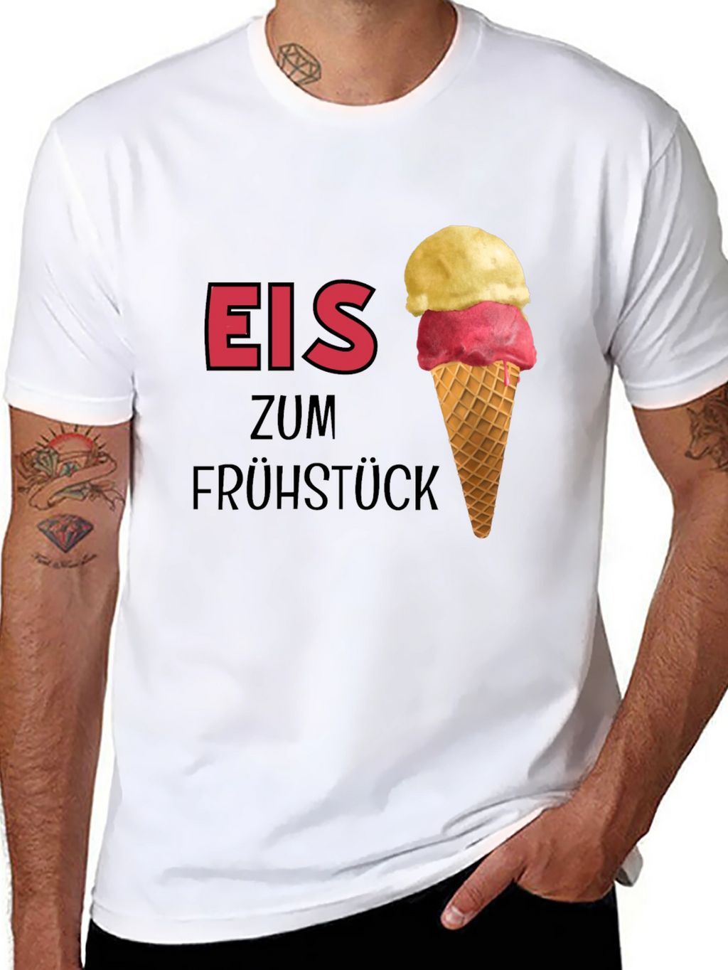 Eis Zum Frühstück Black T-Shirt